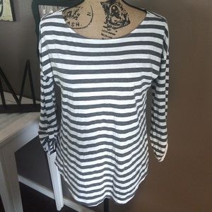 LOFT Stripe Basic 3/4 Sleeve Cotton Top M